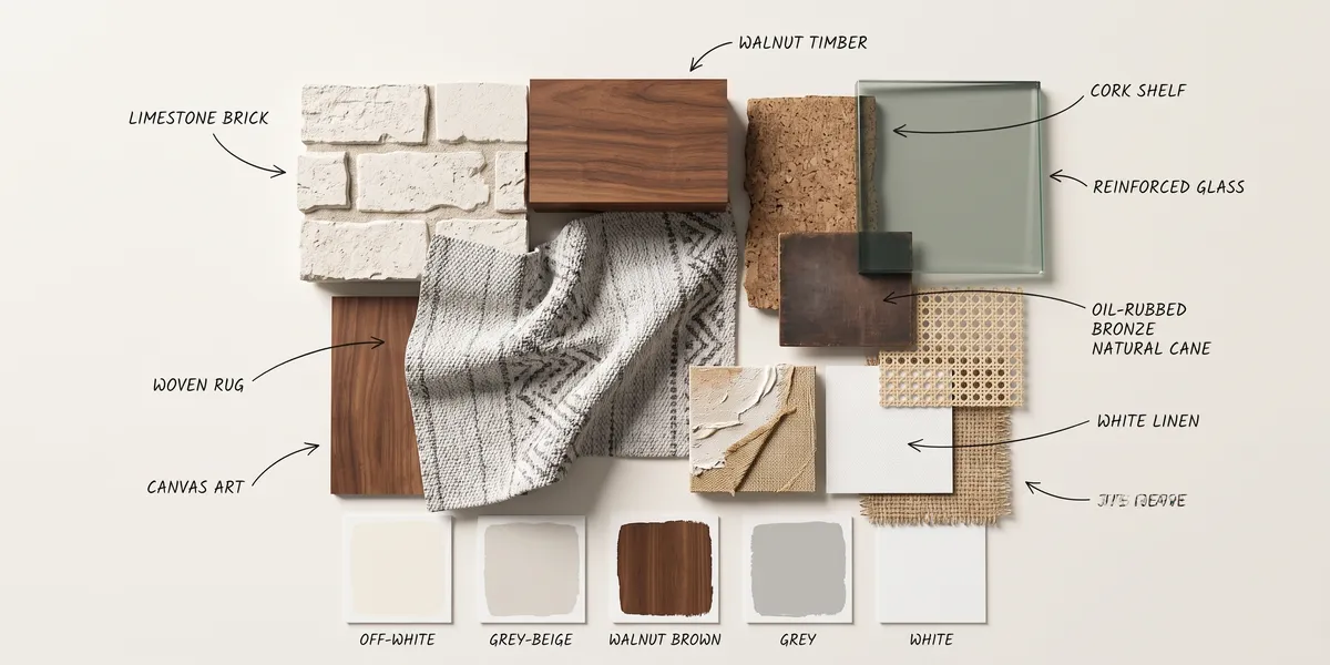 Illustrative color and material board generated for this design
