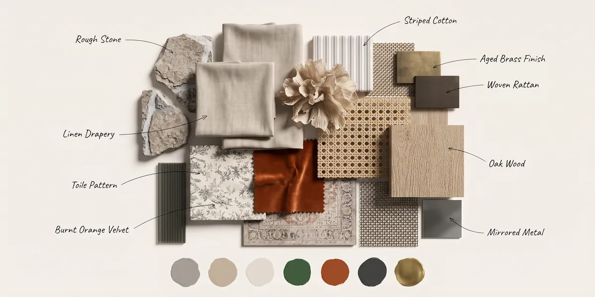 Illustrative color and material board generated for this design