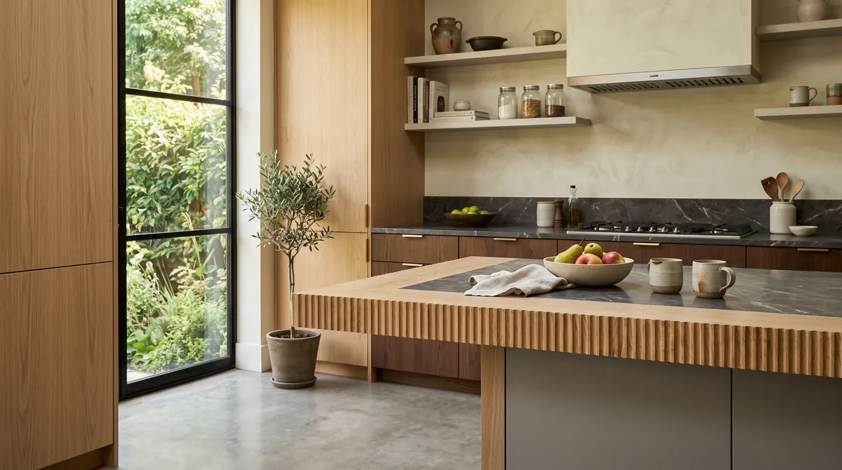 Kitchen counter height in a modern kitchen with standard-height work surfaces